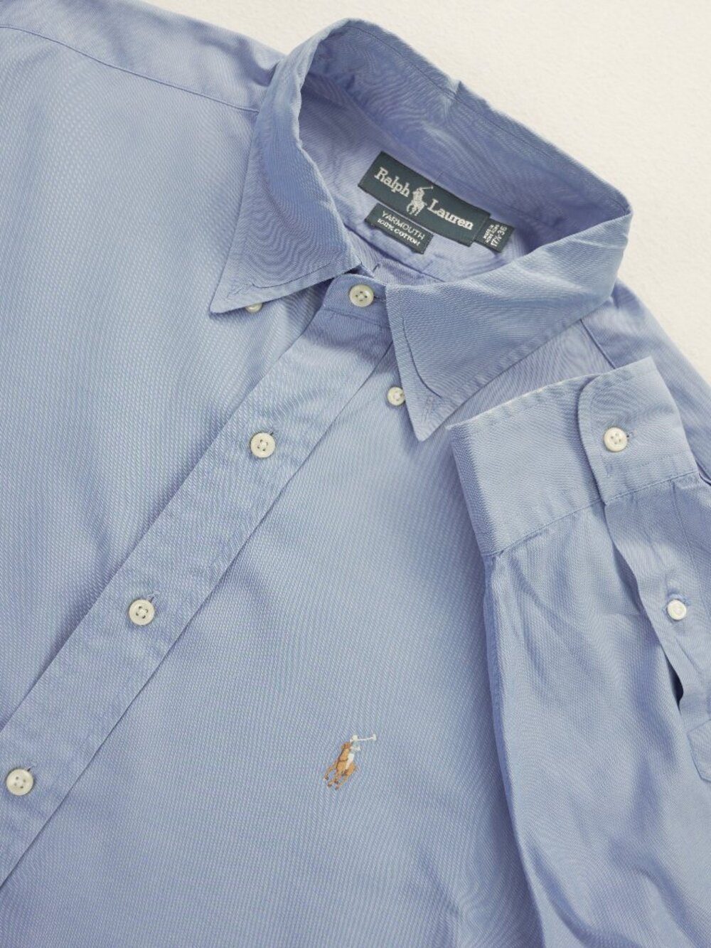 Polo Ralph Lauren Men Button Down Shirt Blue Yarmouth Classic Fit 17.5-36